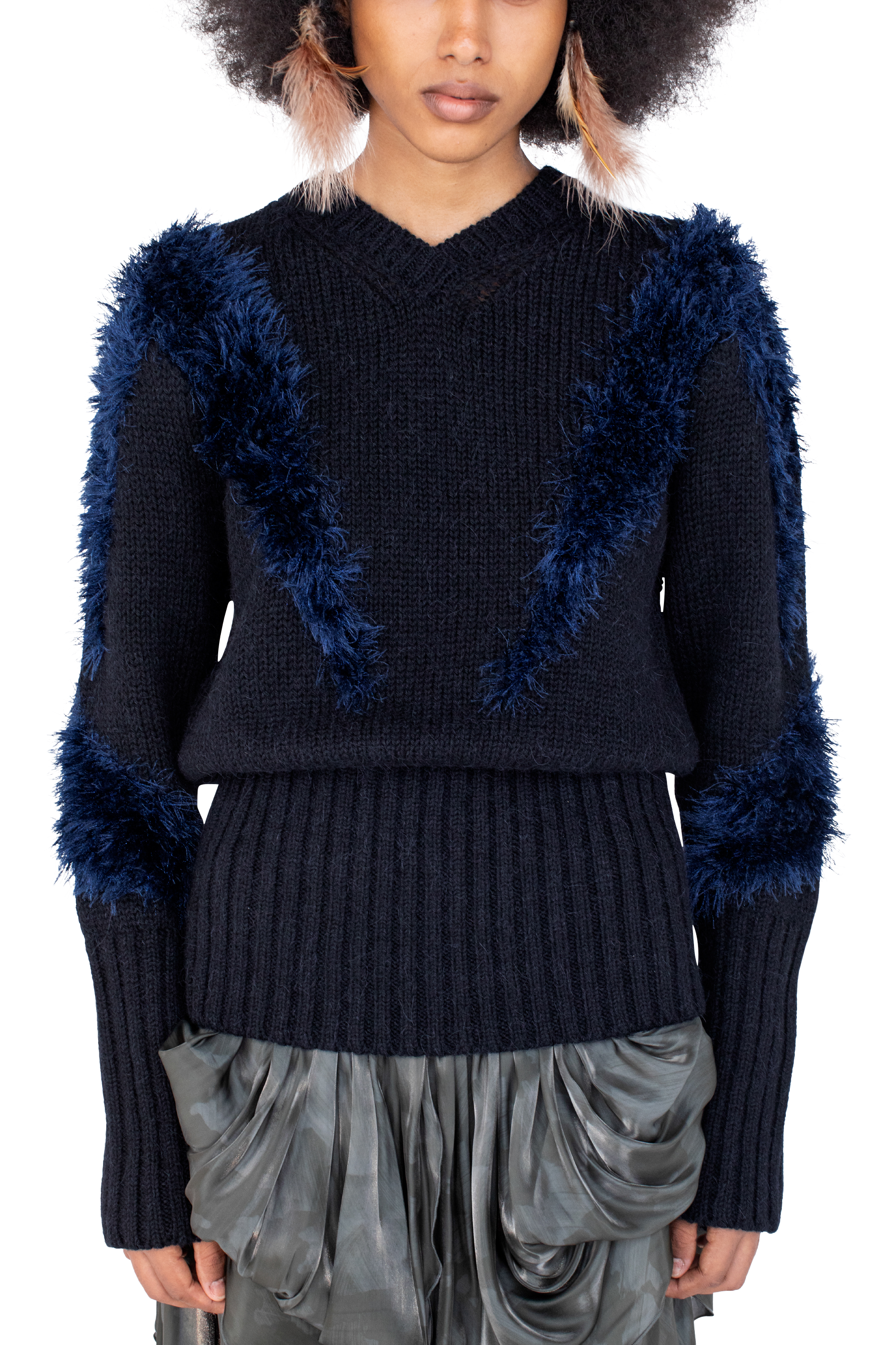 Kiko Kostadinov Knitwear MACAW Jumper pull Black Swan / Deep Lake Blue alpaga oversize