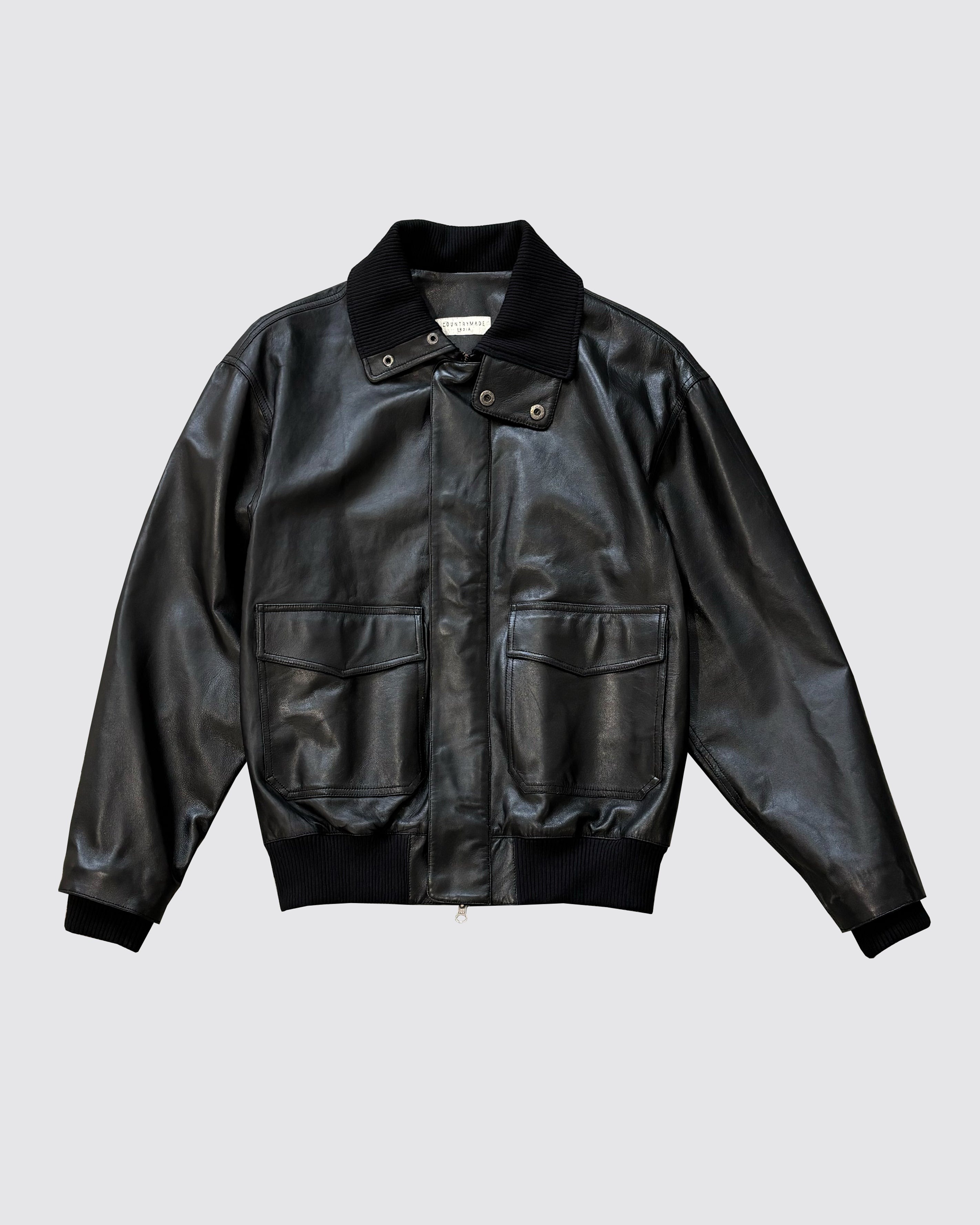 COUNTRYMADE Jackets BLACK LEATHER BOMBER blouson cuir noir