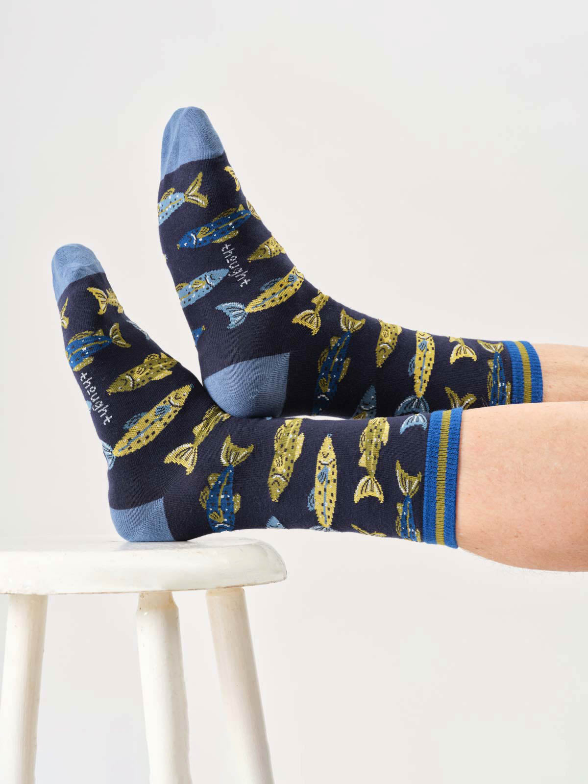 Sourire Multicolore Chaussettes homme sardines coton bio bleu marine 40/44