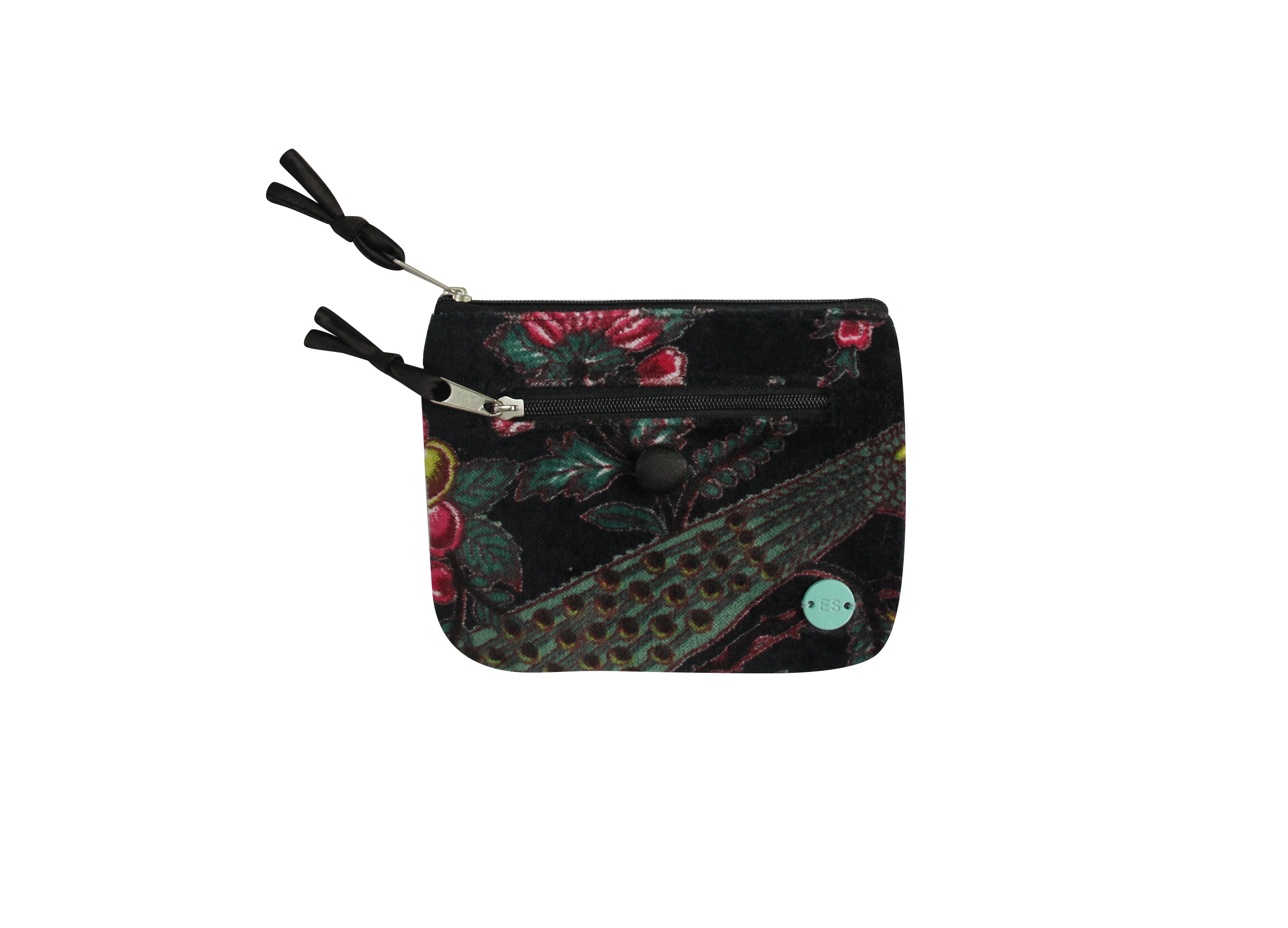 Sacs et pochettes Botanical pochette en velours imprimé turquoise