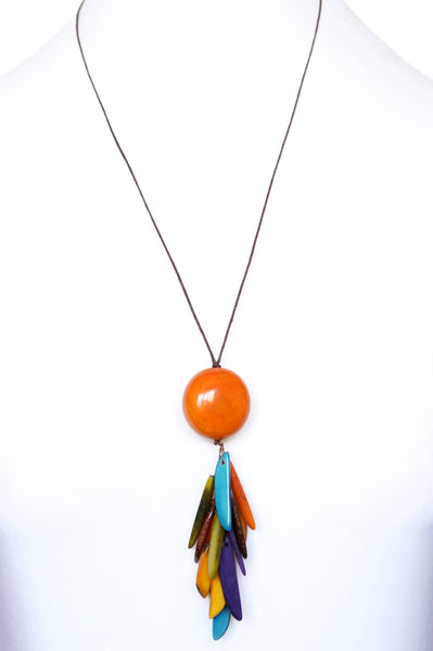 Tagua and Co Pendentif Laminillas ivoire végétal rouge