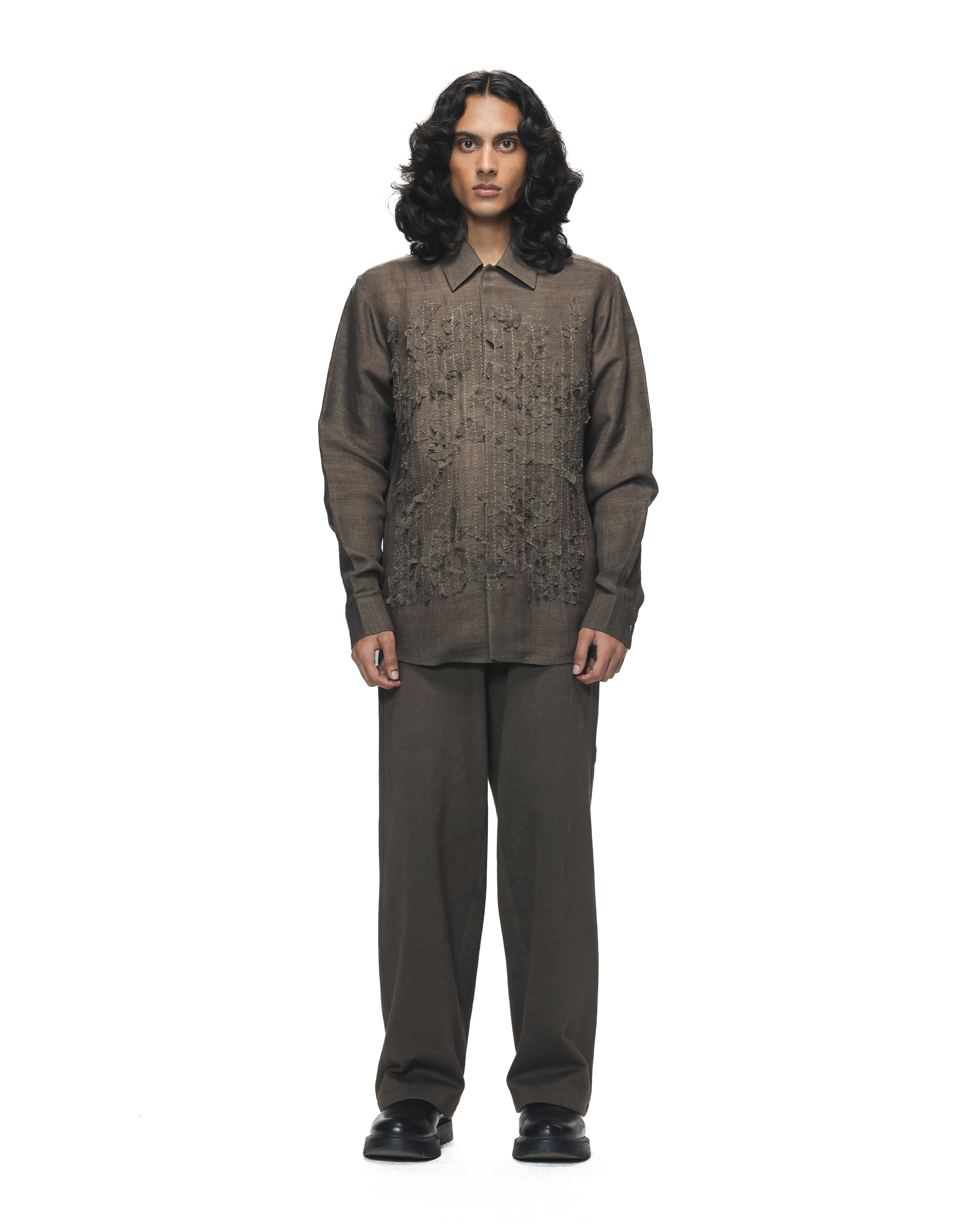 COUNTRYMADE Shirts Brown Shredded Woodland Camo Shirt chemise XS soie brodée