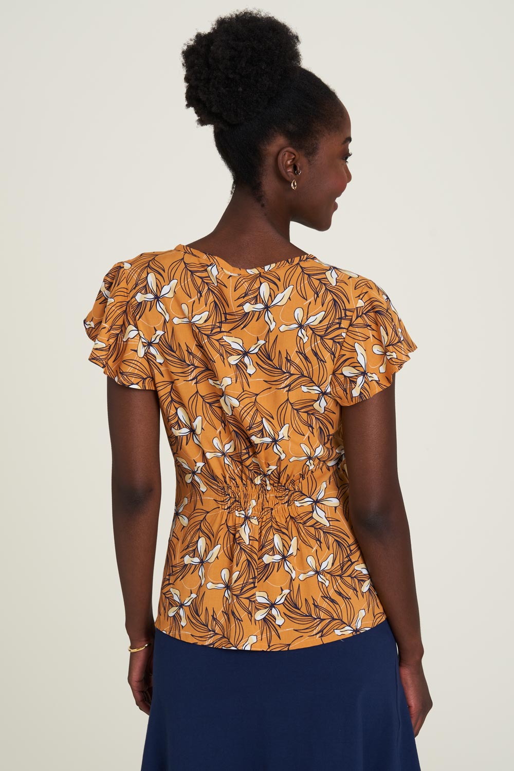 Sourire Multicolore Tops Hawai blouse ocre en Ecovero