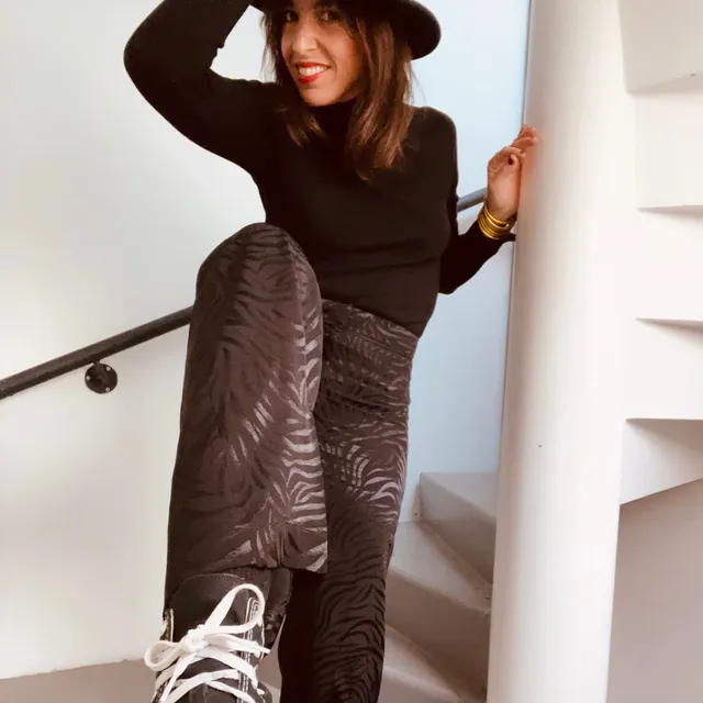 PANTRUCHE Pantalons Pantalon SWING noir zébra pantalon viscose