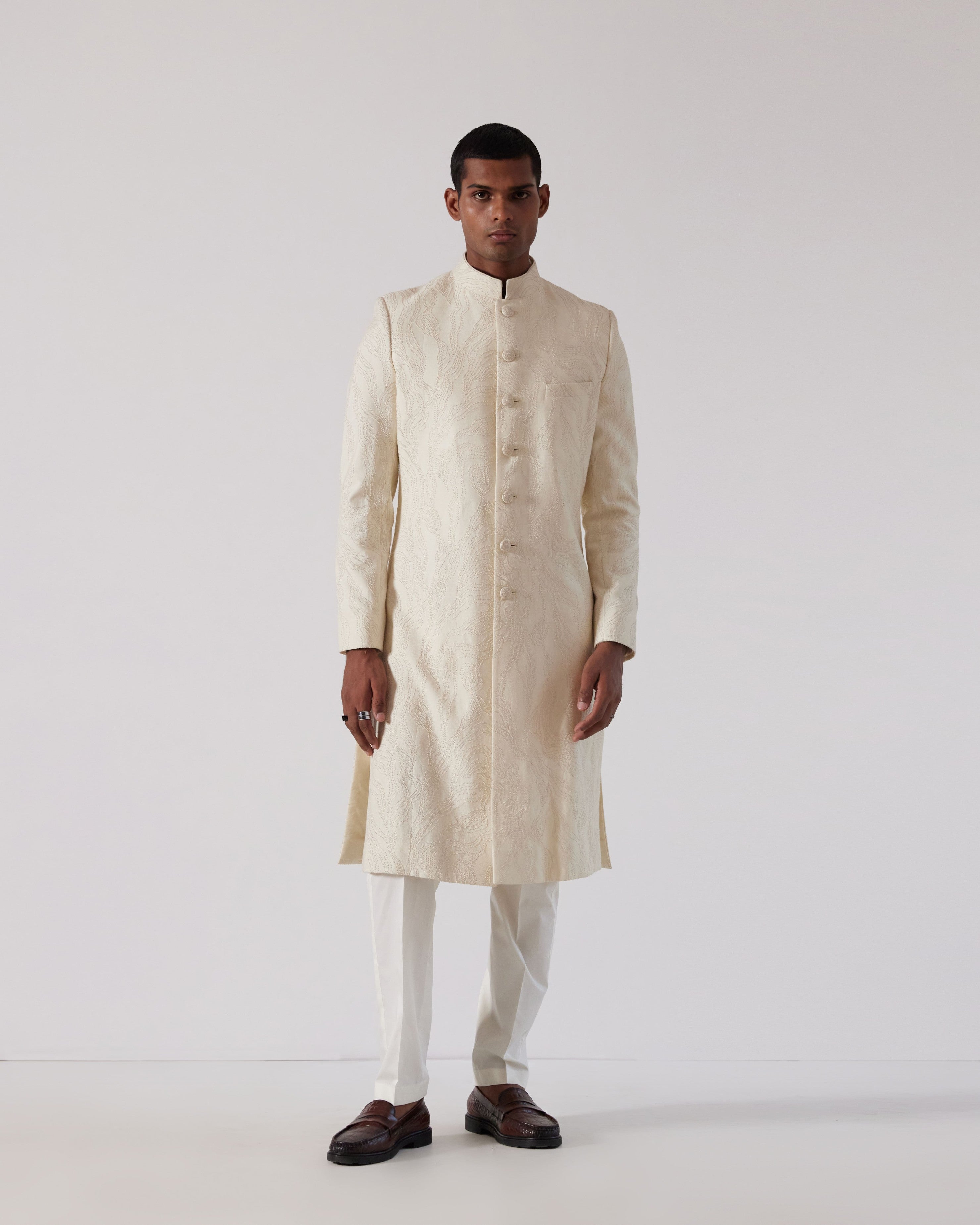COUNTRYMADE Kurtas Infinity Embroidered Sherwani ivoire brodé