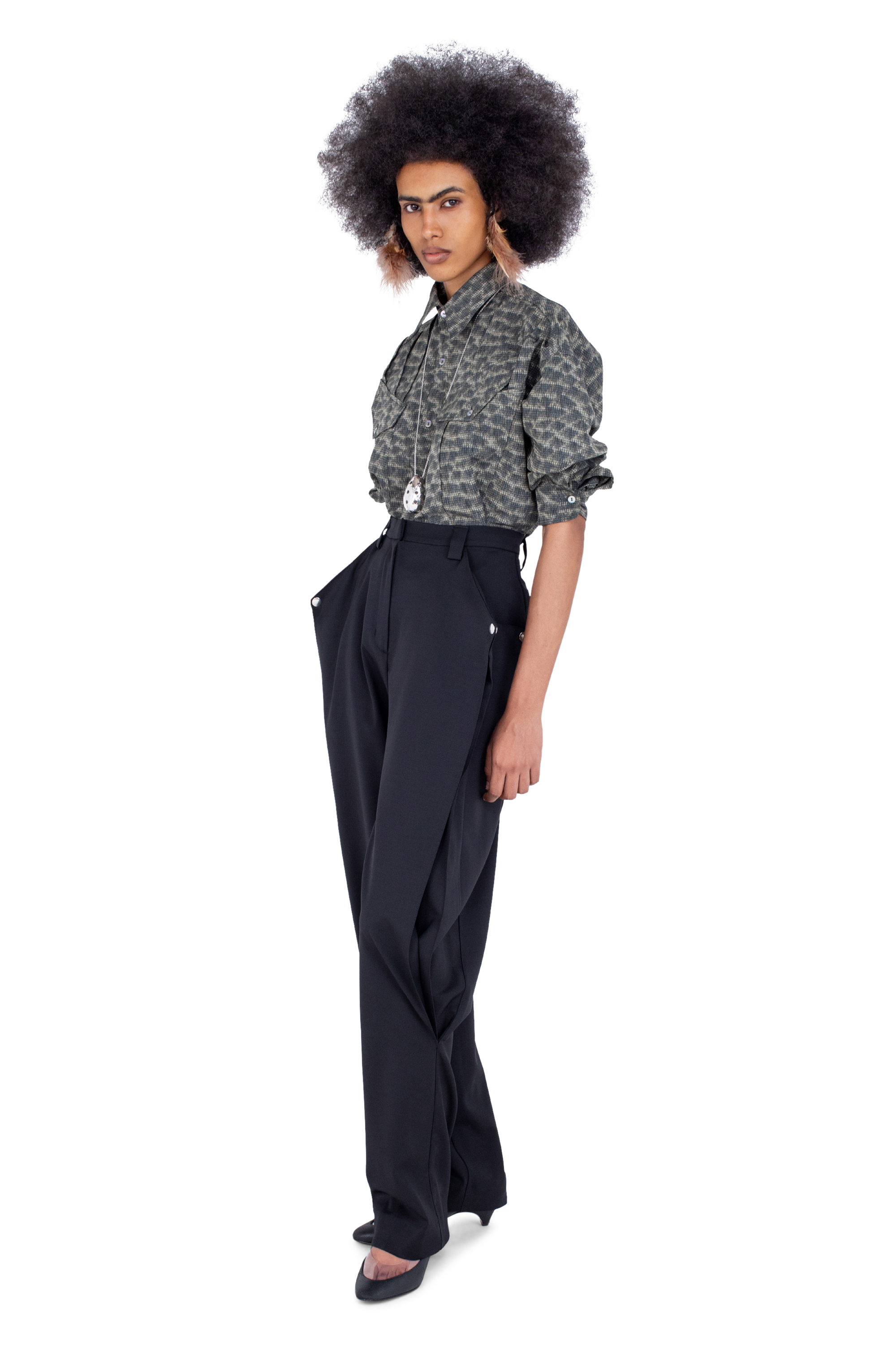 Kiko Kostadinov Shirts WEKA Shirt chemise Feather Print oversize en ripstop