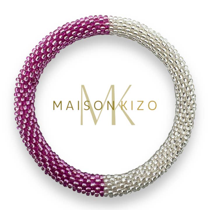 Sourire Multicolore Bracelets bracelet mauve et argenté perles de verre fait main