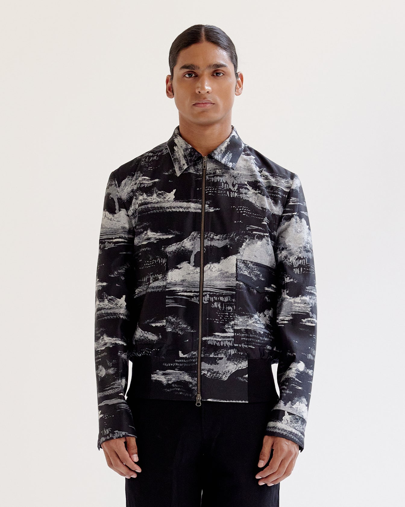 COUNTRYMADE Jackets Arid Brushstroke Silk Bomber bomber en soie imprimé