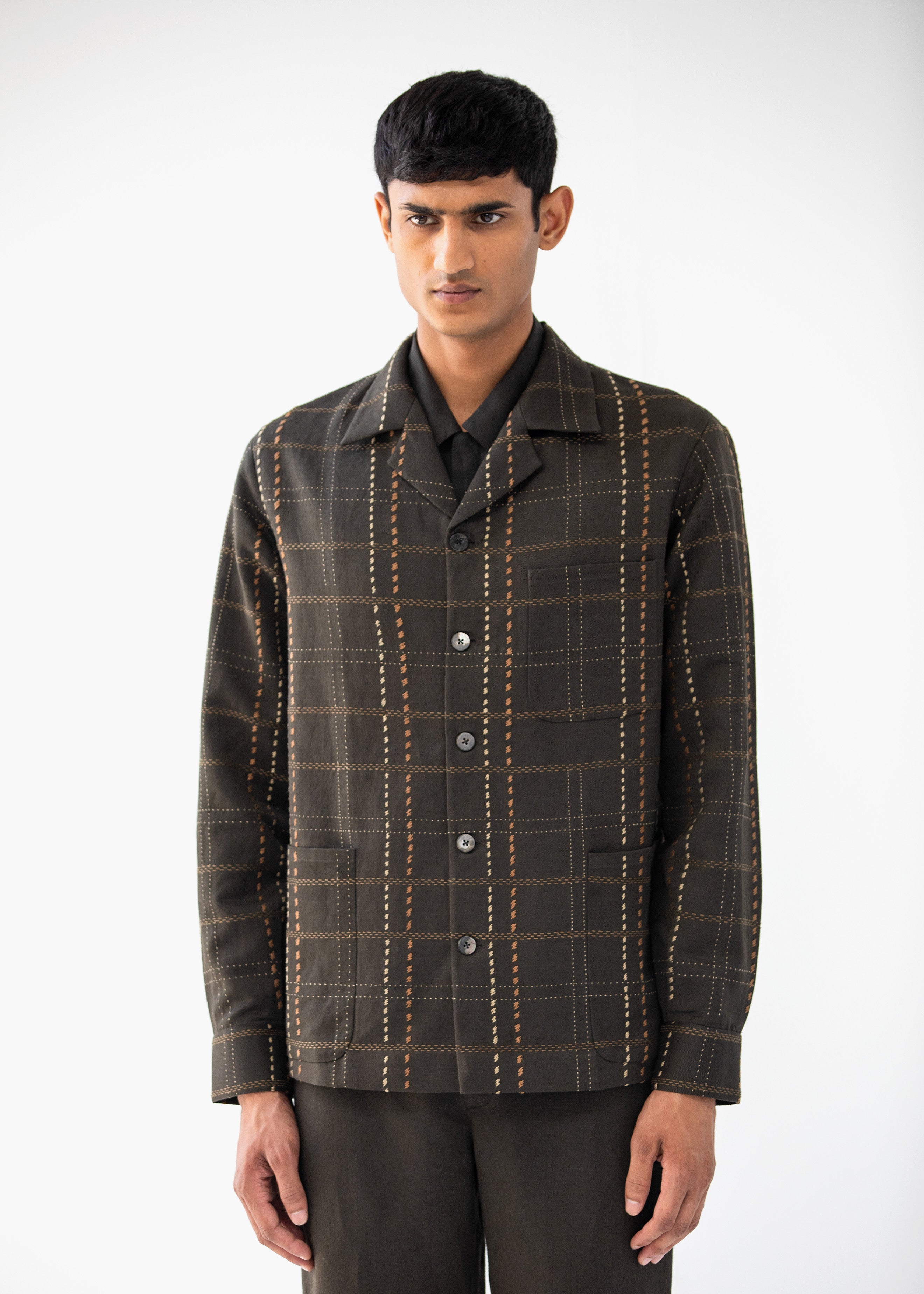 COUNTRYMADE Jackets MILITARY TARTAN JACKET veste brodée lin coton