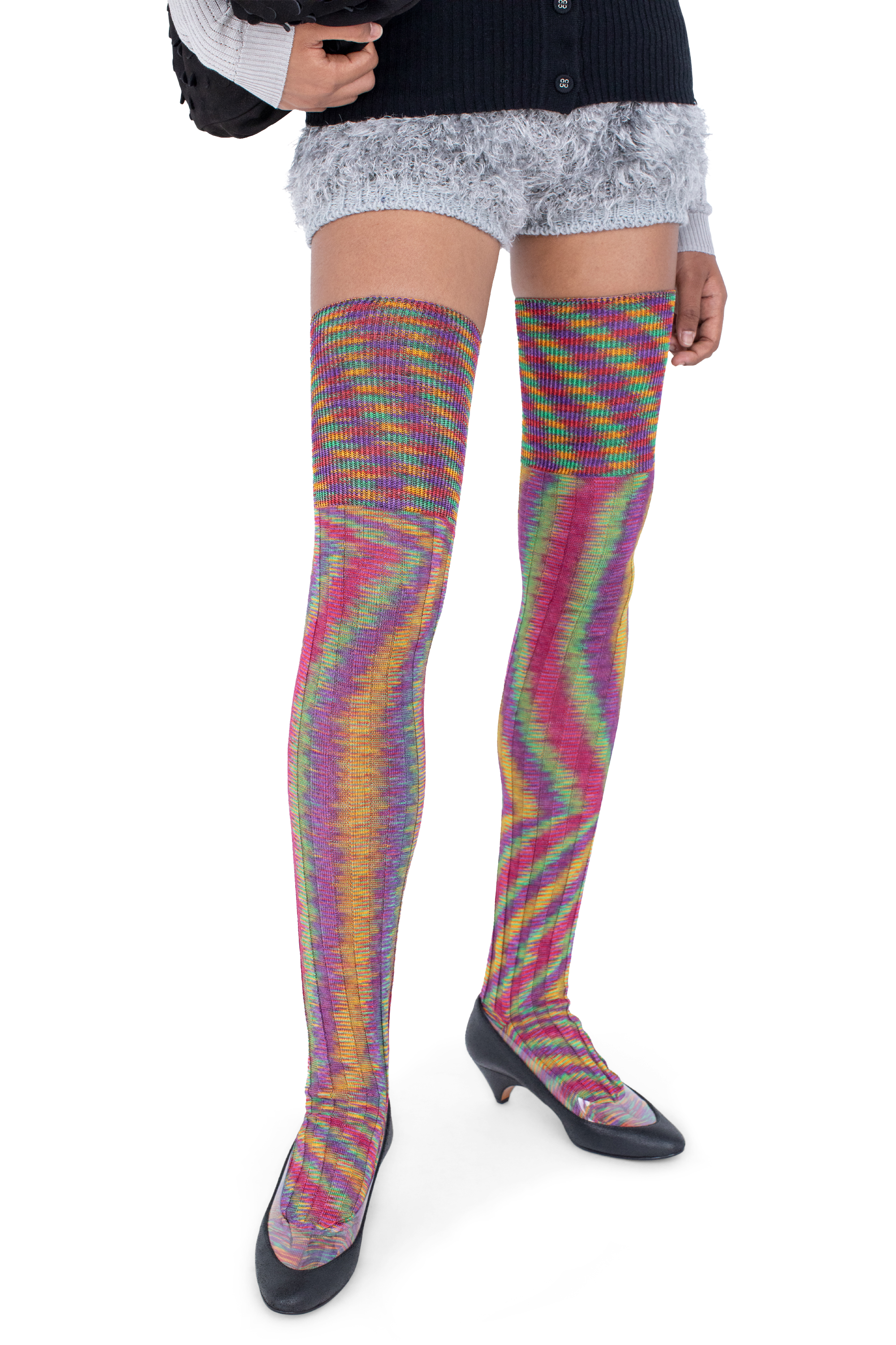 Kiko Kostadinov Accessories SITELLA Thigh High Socks chaussettes hautes Rainbow Space Dye viscose