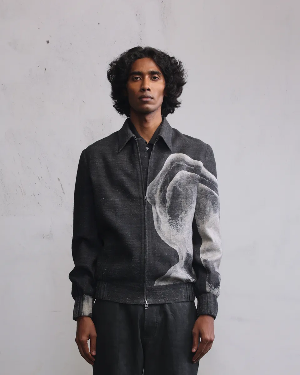 COUNTRYMADE Jackets Obscured face bomber jacket veste bomber imprimée en soie eri