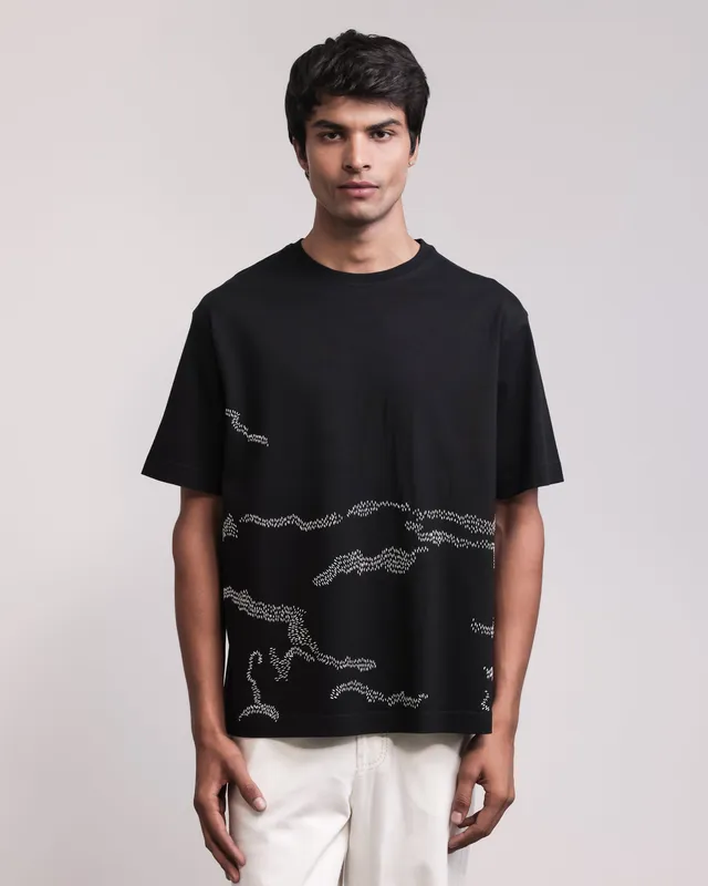 COUNTRYMADE T-shirts Mountain trail T-shirt noir brodé