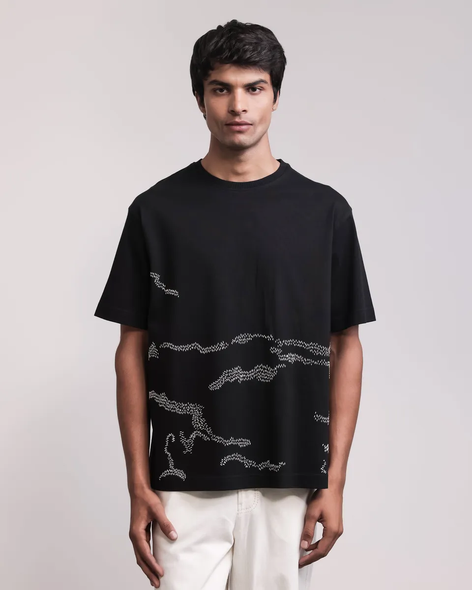 COUNTRYMADE T-shirts Mountain trail T-shirt noir brodé