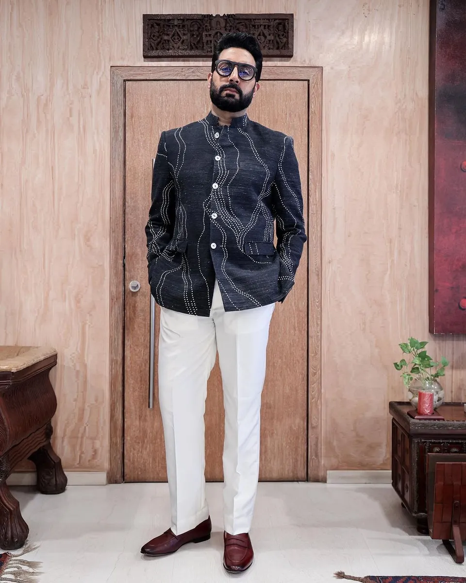 COUNTRYMADE Nehru Jackets Constellation Handloom Bandhgala Jacket veste noire imprimée
