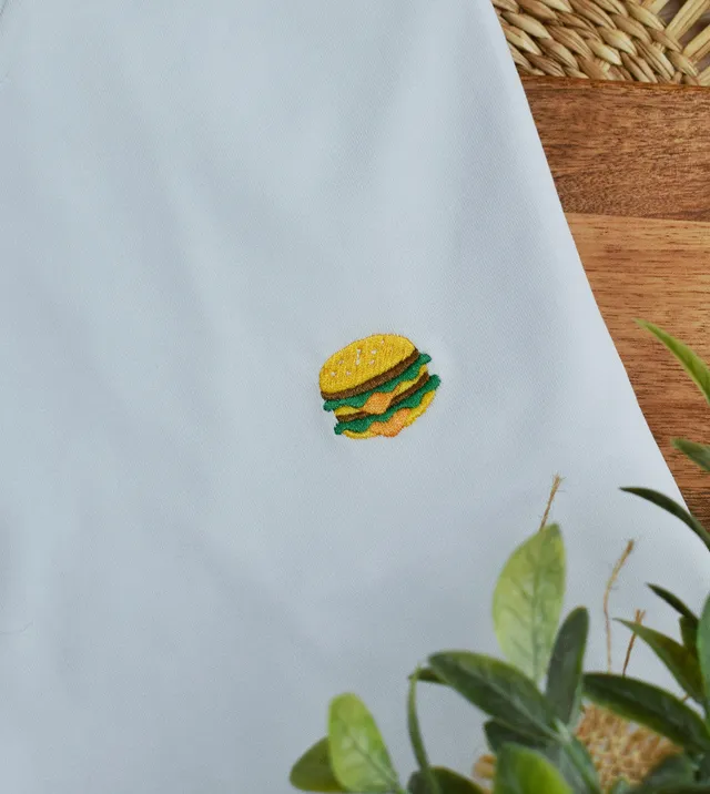 Juste Un T-shirt T-shirts Brodés Burger t-shirt brodé blanc gourmand