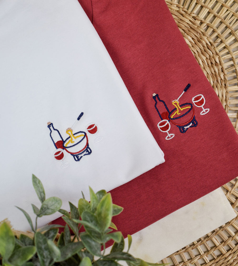 Juste Un T-shirt T-shirts Brodés Fondue Savoyarde t-shirt brodé