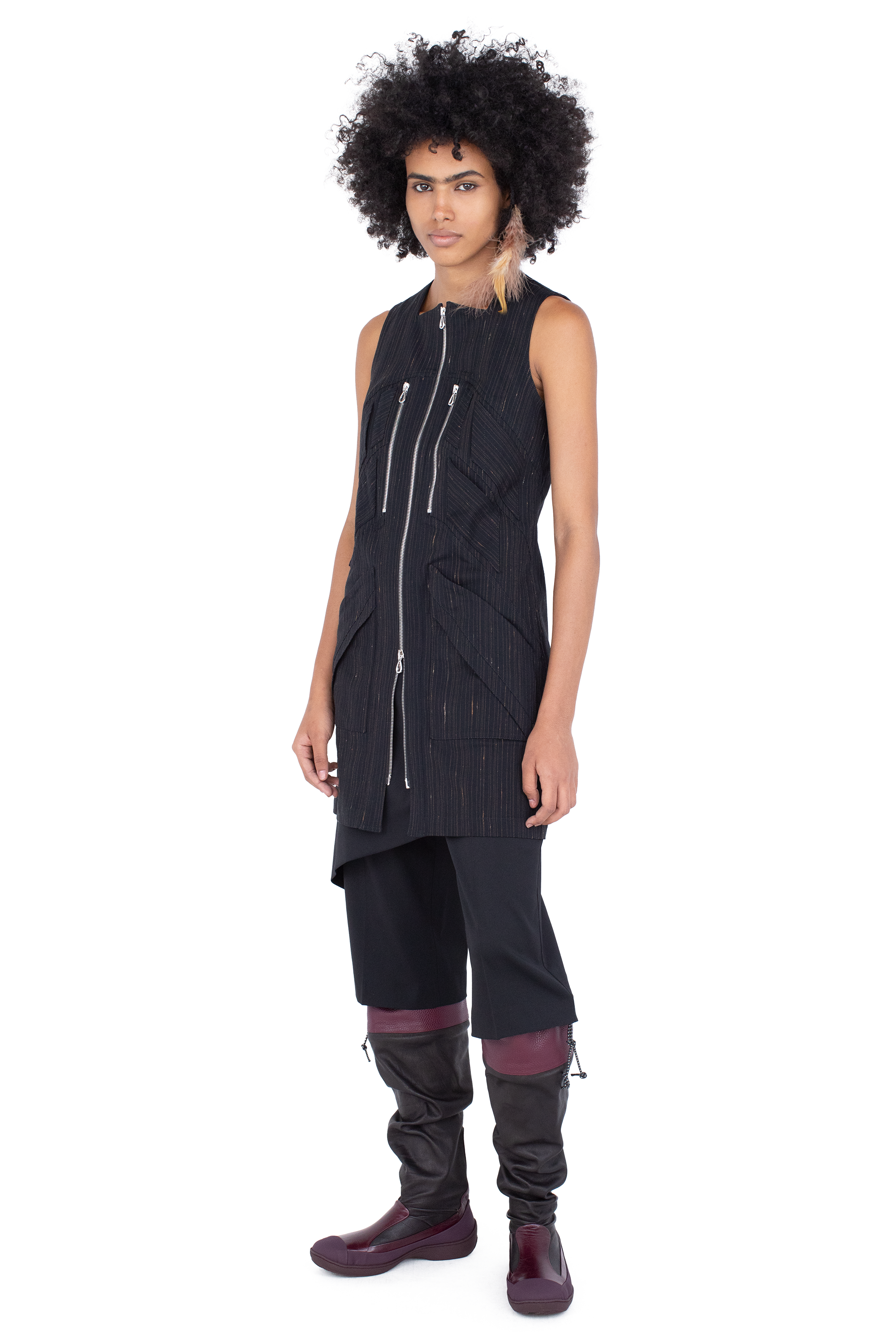 Kiko Kostadinov Dresses KOEL Tunic tunique Charcoal & Rose zippée