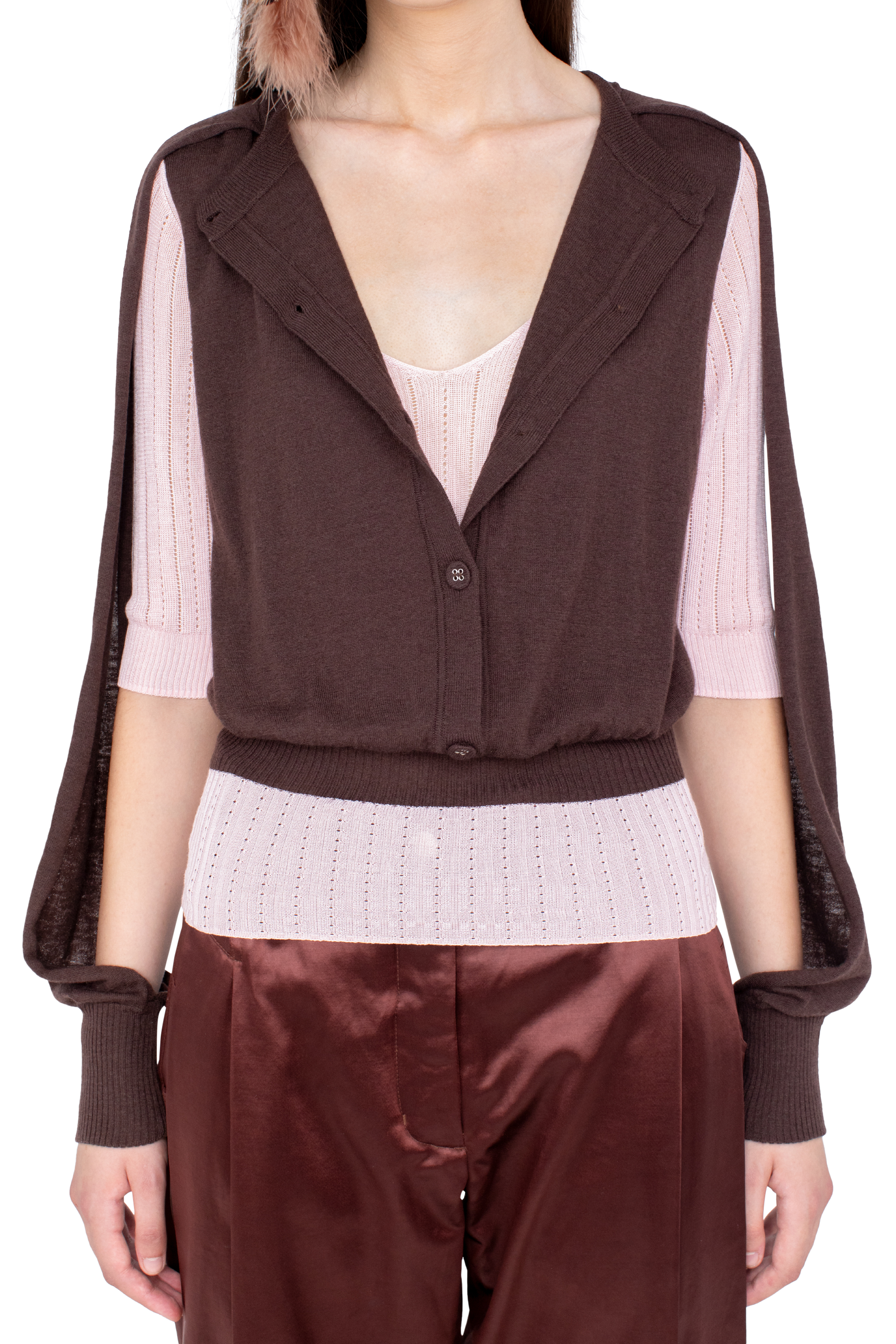 Kiko Kostadinov Knitwear CORELLA Double Sleeve Jumper pull Mahogany