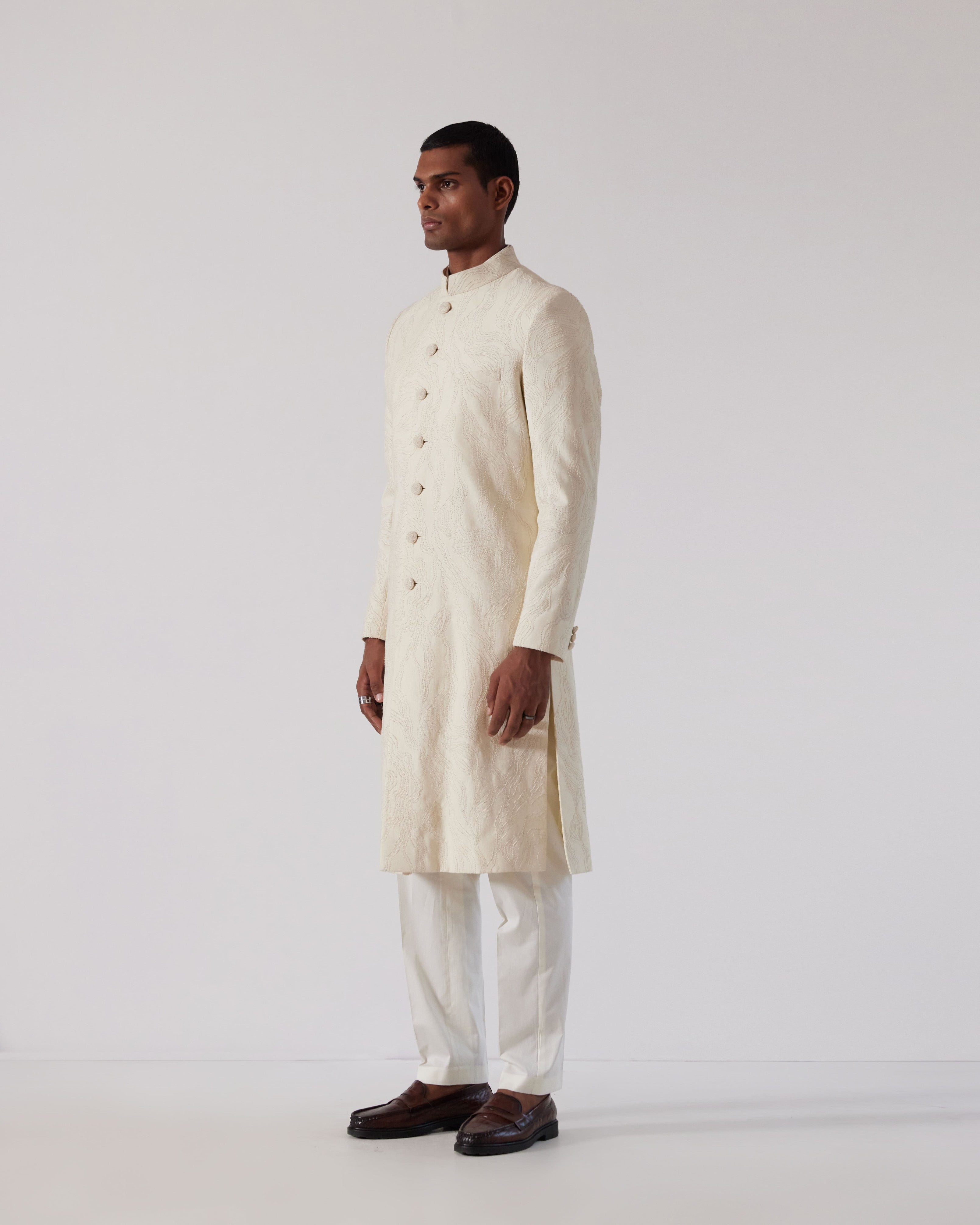 COUNTRYMADE Kurtas Infinity Embroidered Sherwani ivoire brodé