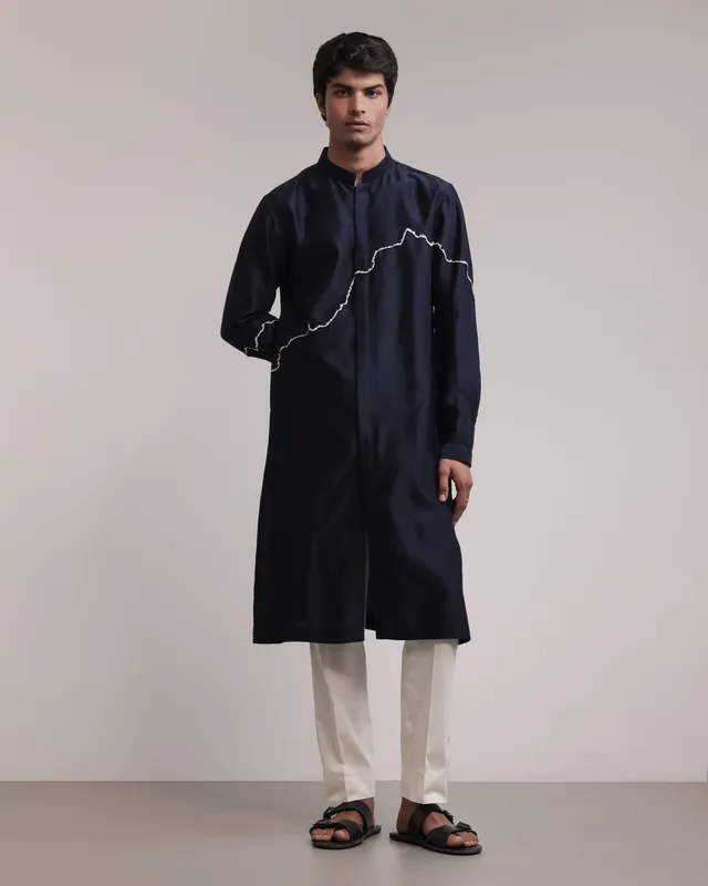 COUNTRYMADE Kurtas Fractured Lines Front-Open Kurta Set ensemble kurta soie