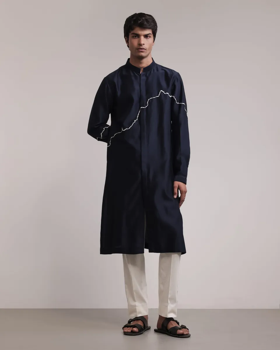 COUNTRYMADE Kurtas Fractured Lines Front-Open Kurta Set ensemble kurta soie