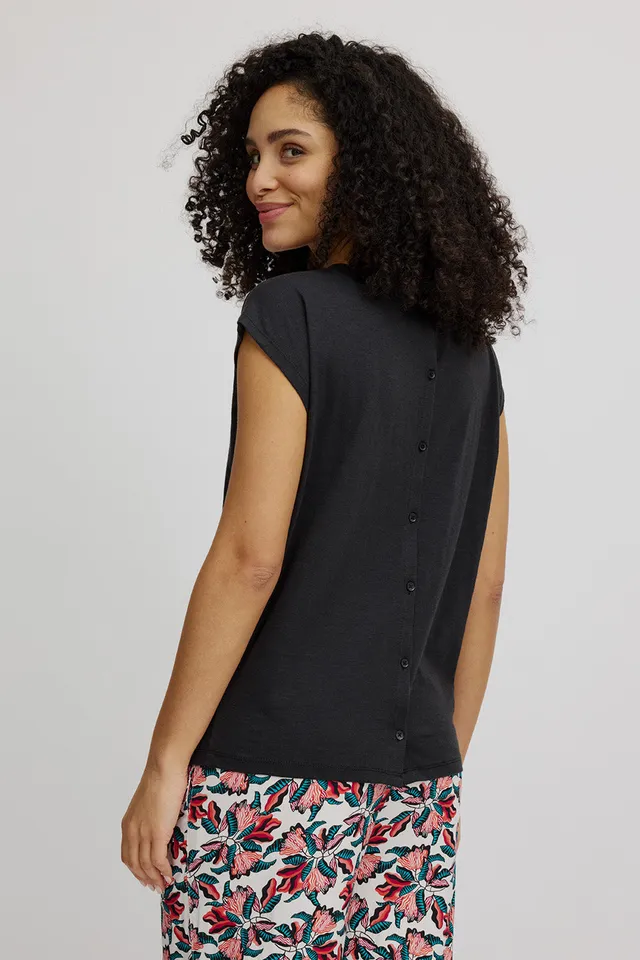 Sourire Multicolore Tops tee-shirt noir coton bio certifié GOTS
