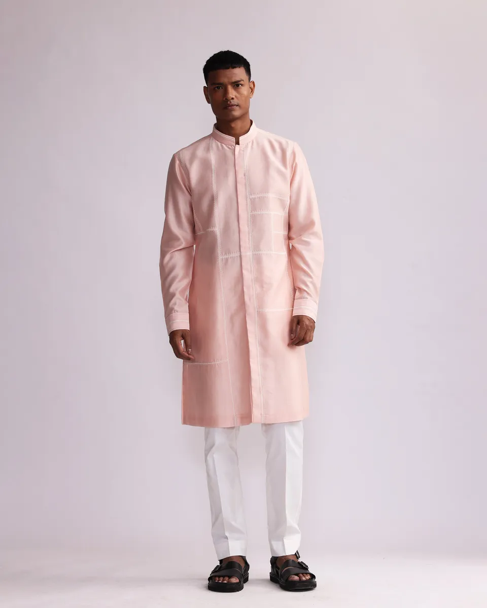 COUNTRYMADE Kurtas BUILDING BLOCKS PATCHED KURTA SET ensemble kurta pêche brodé