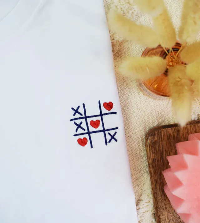 Juste Un T-shirt T-shirts Brodés Morpion Love t-shirt brodé blanc