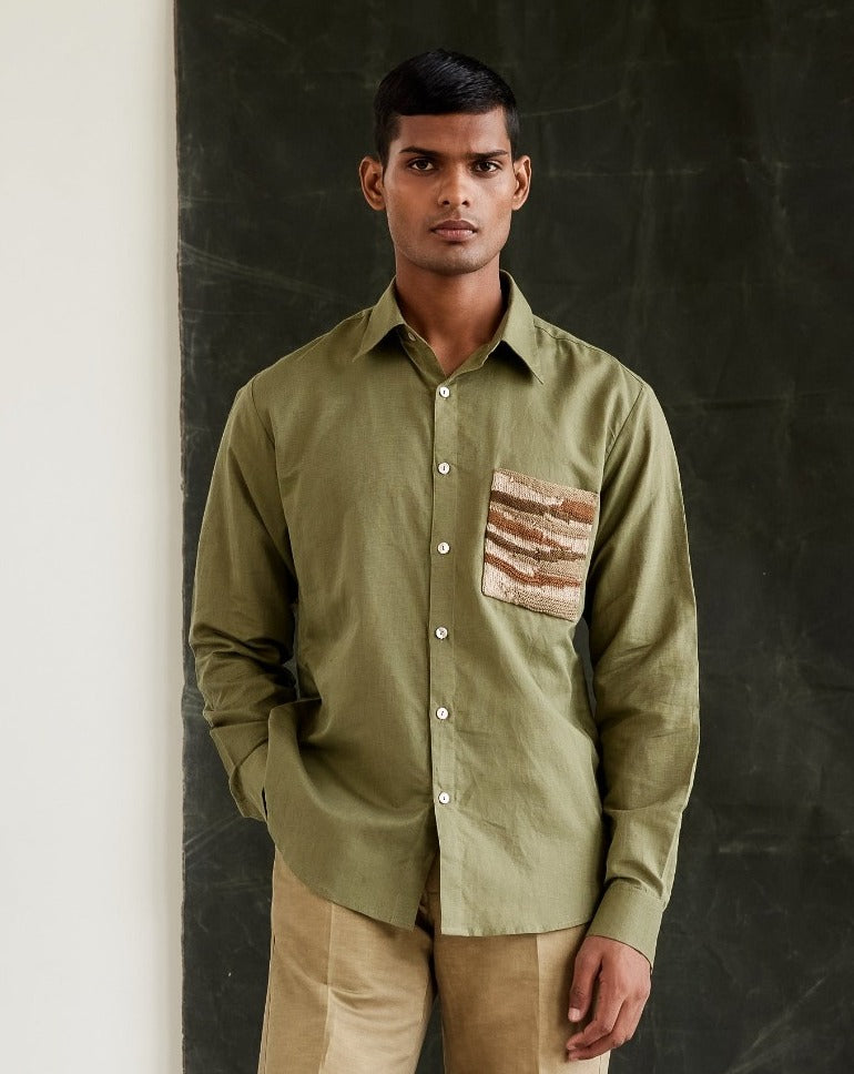 COUNTRYMADE Shirts Hand Knit Pocket Shirt chemise coton lin tricotée