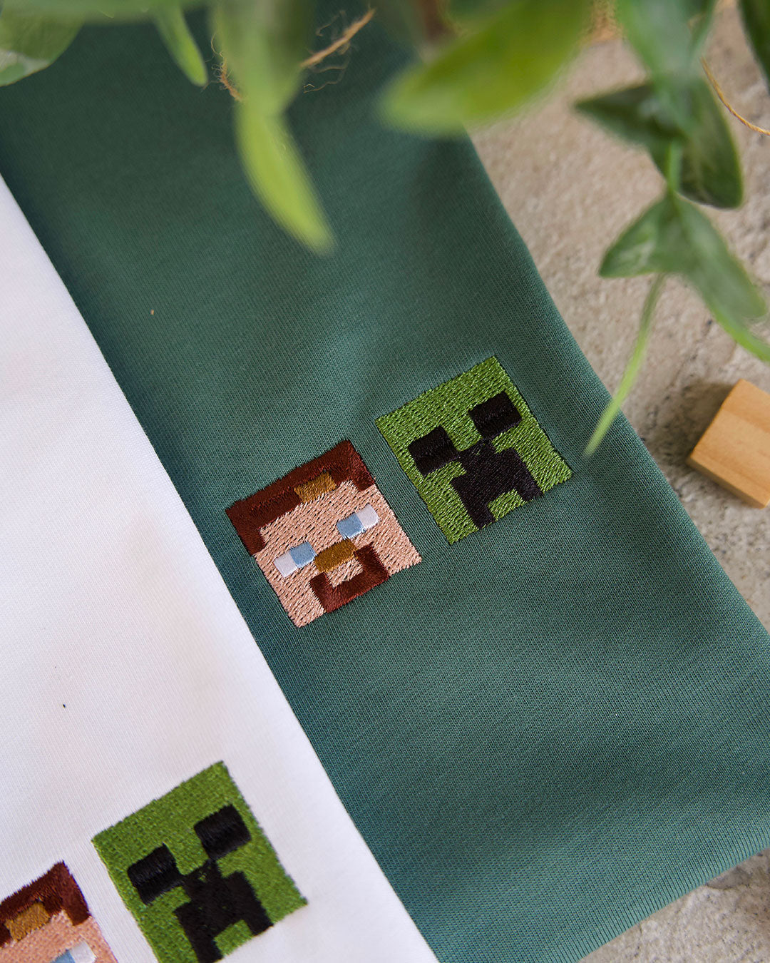 Juste Un T-shirt T-shirts Brodés Minecraft t-shirt blanc coton bio