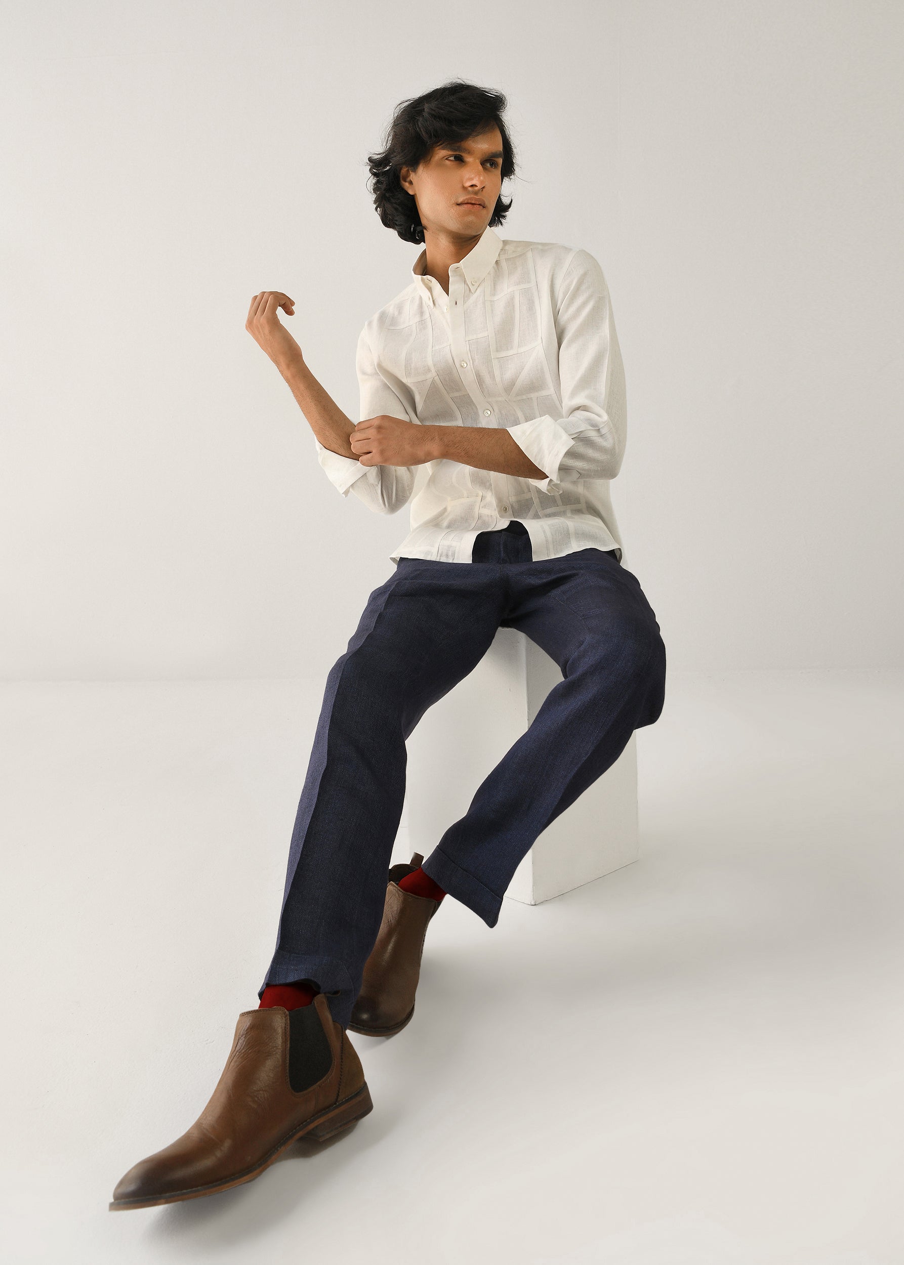 COUNTRYMADE Shirts Bojagi Shirt chemise lin écru patchwork