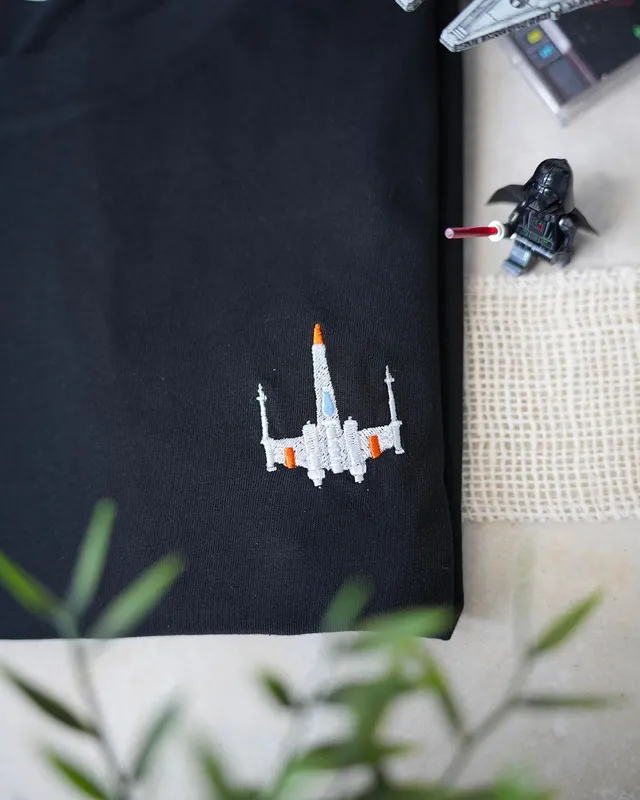 Juste Un T-shirt T-shirts Brodés X-Wing t-shirt brodé S blanc coton bio