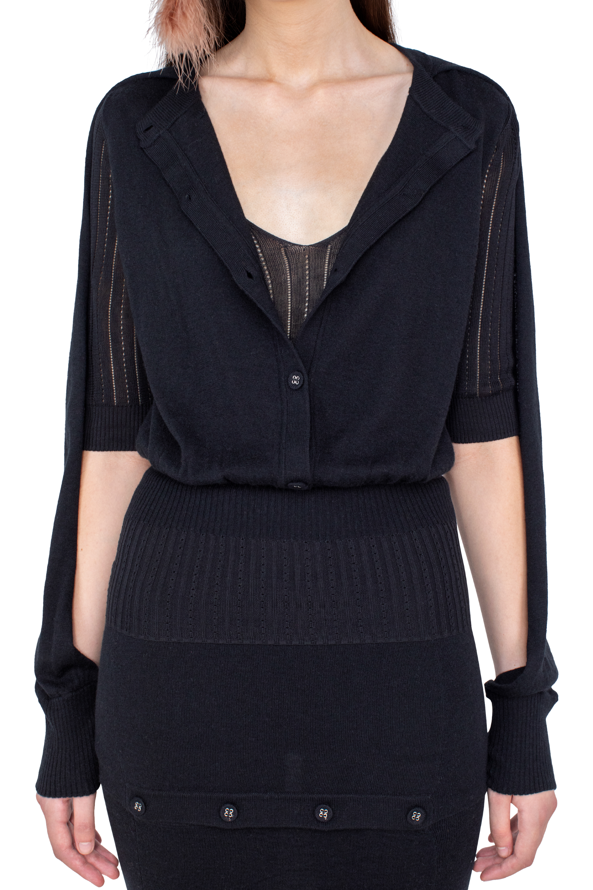 Kiko Kostadinov Knitwear CORELLA Double Sleeve Jumper pull noir Nebular