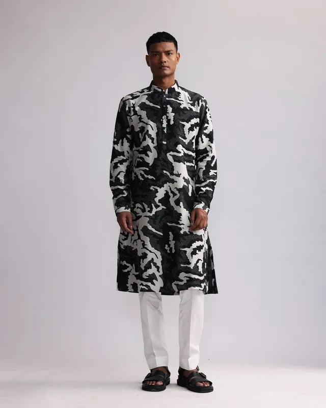 COUNTRYMADE Kurtas Shadow Camo Printed Kurta kurta imprimé en chanderi