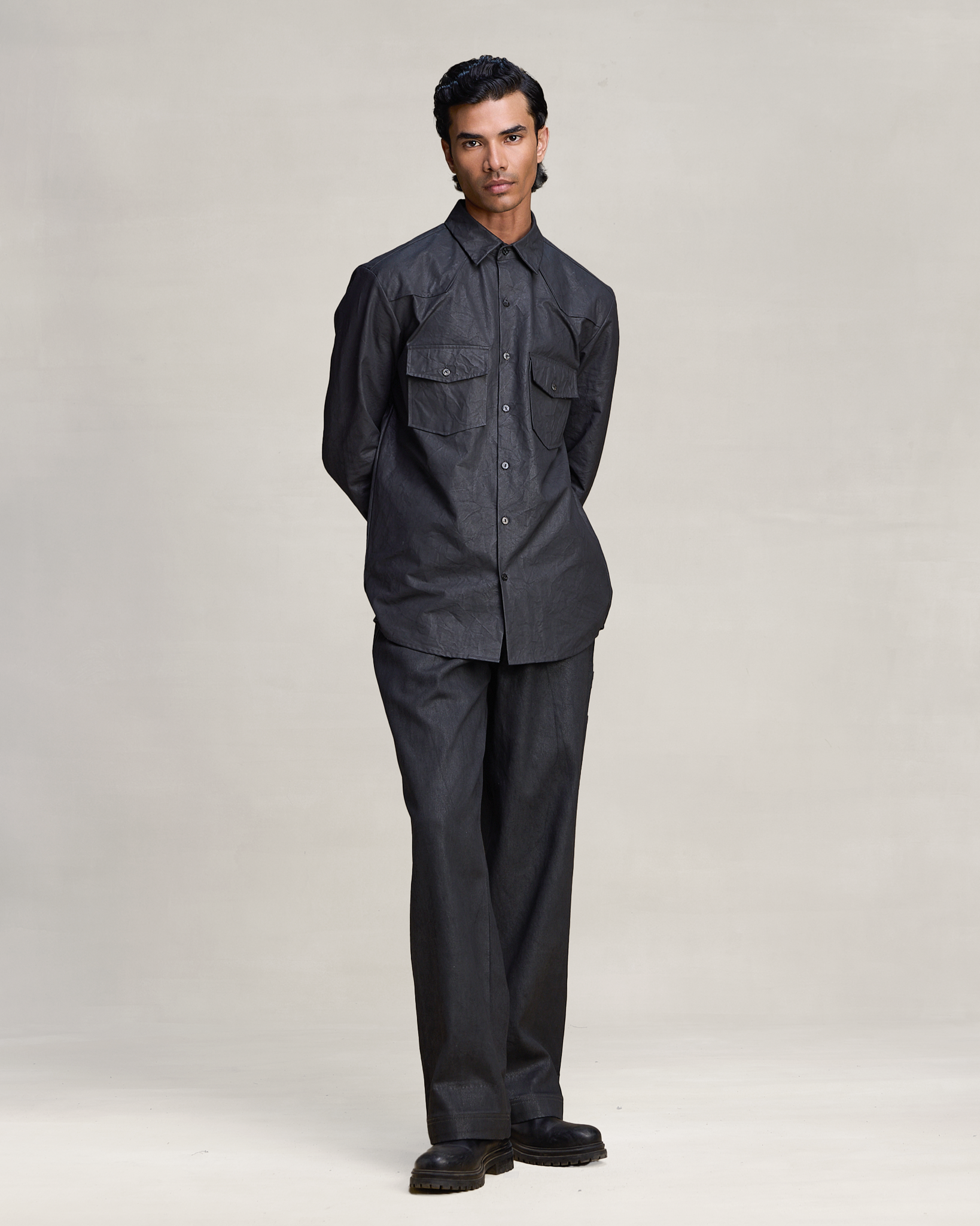 COUNTRYMADE Shirts CRINKLE COATED SHIRT chemise coton enduit froissée