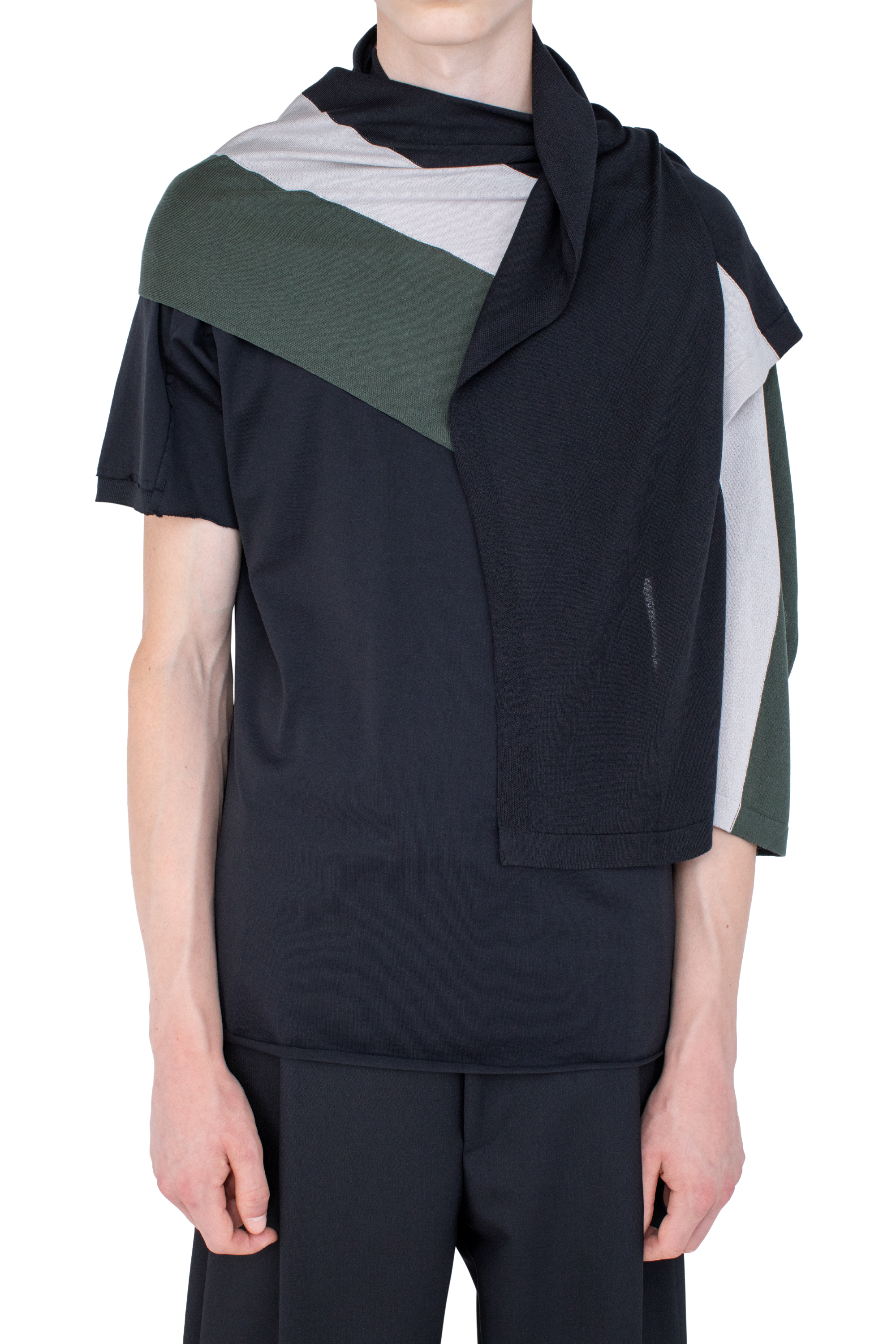 Kiko Kostadinov Accessories SIGO Knit Scarf écharpe Black Tencel soie