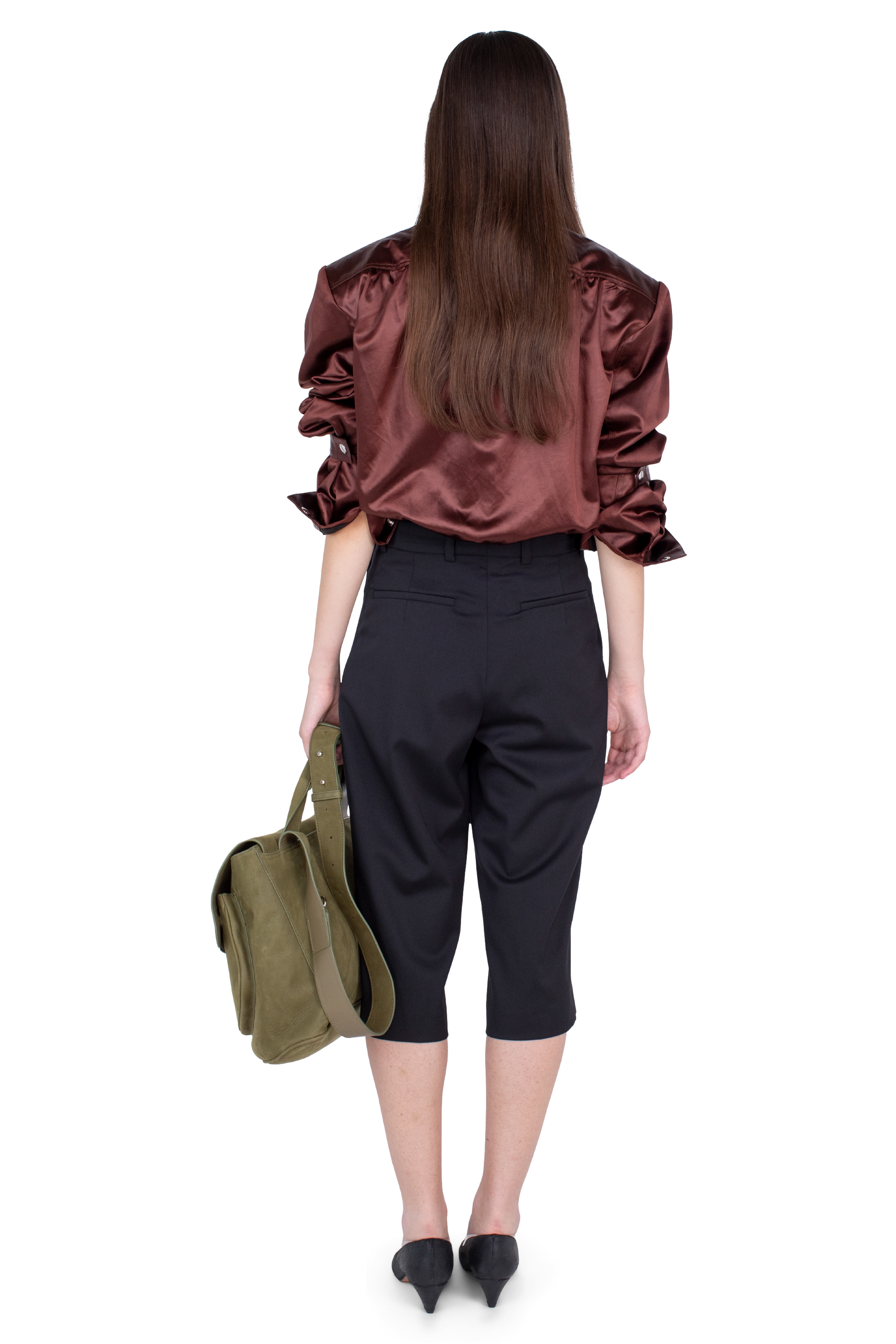 Kiko Kostadinov Bottoms LINNET Wrap Culottes pantalon Crow Black en laine