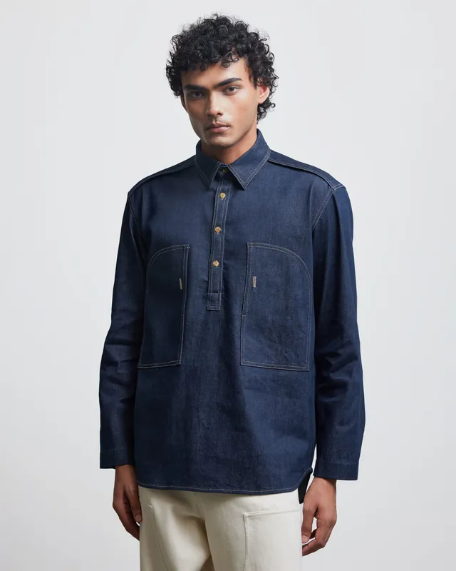COUNTRYMADE Shirts FAUX BUTTONHOLE DENIM HALF-PLACKET SHIRT chemise denim