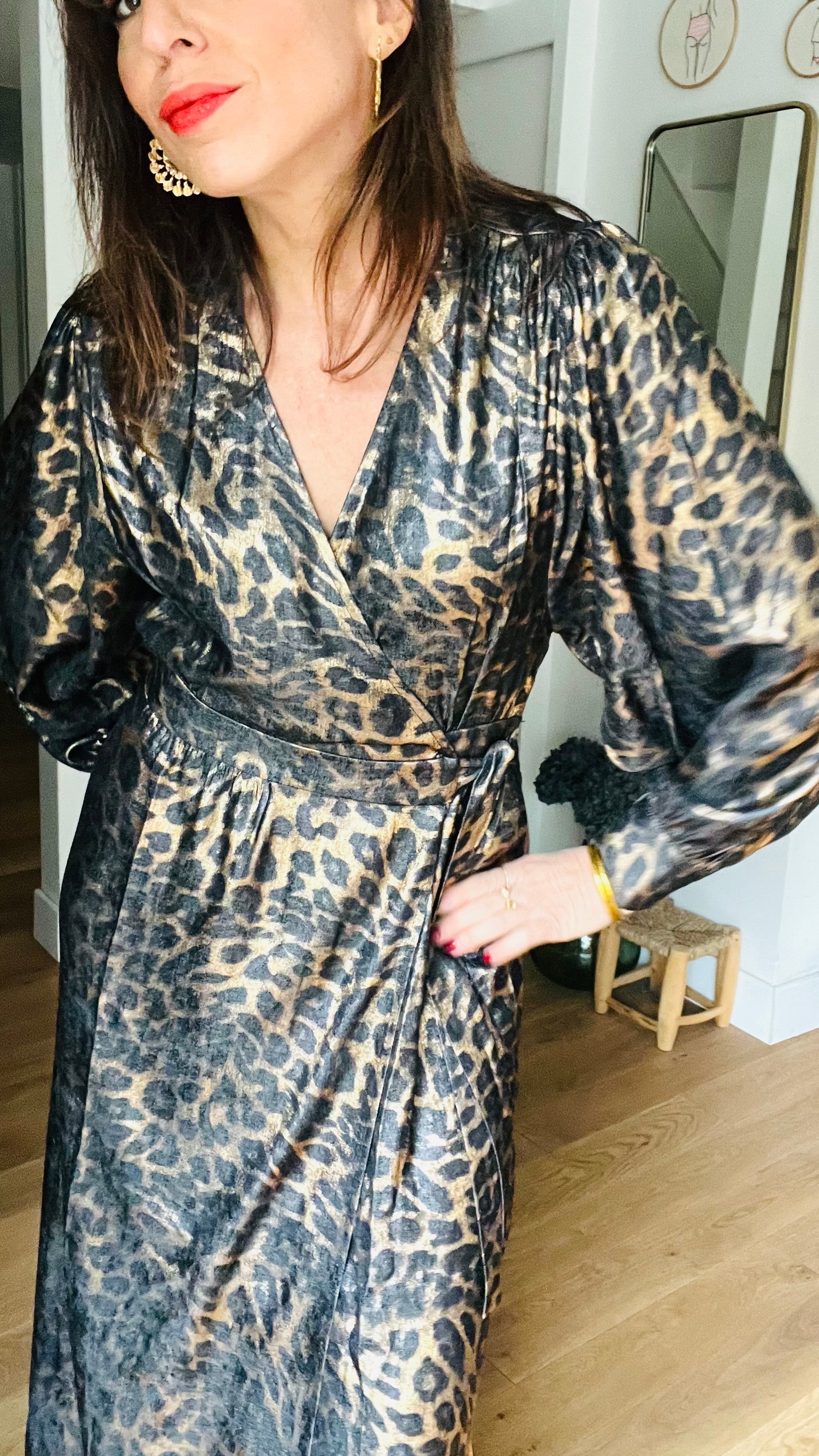 PANTRUCHE Robes Robe MINUIT léopard taille S/M portefeuille longue