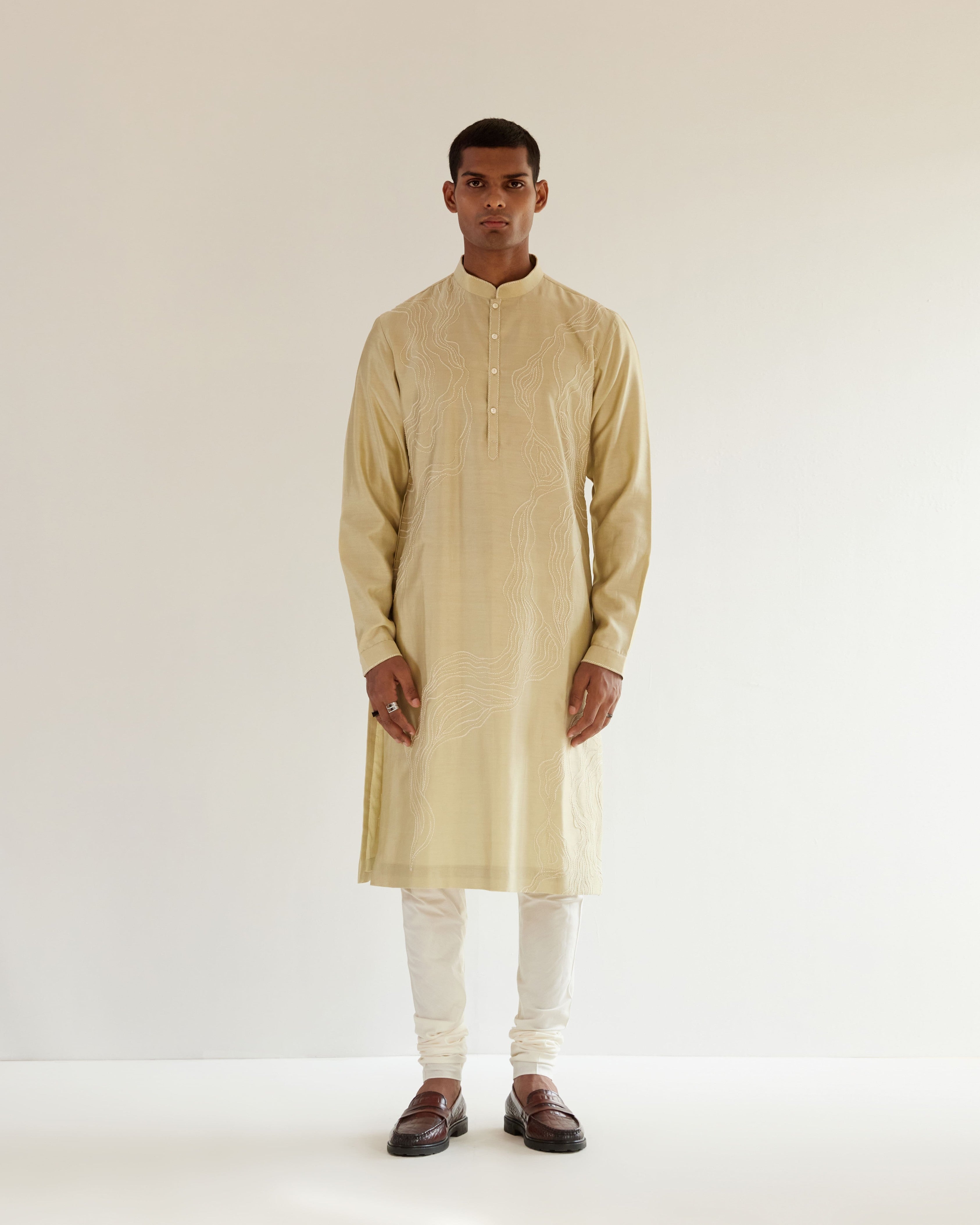 COUNTRYMADE Kurtas Infinity Embroidered Kurta Set ensemble kurta vert sauge
