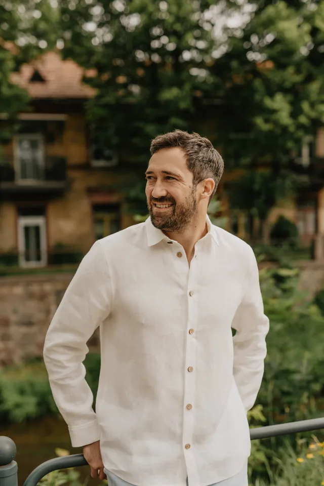 Laumė linen Men's clothing NAGLIS chemise en lin blanc crème