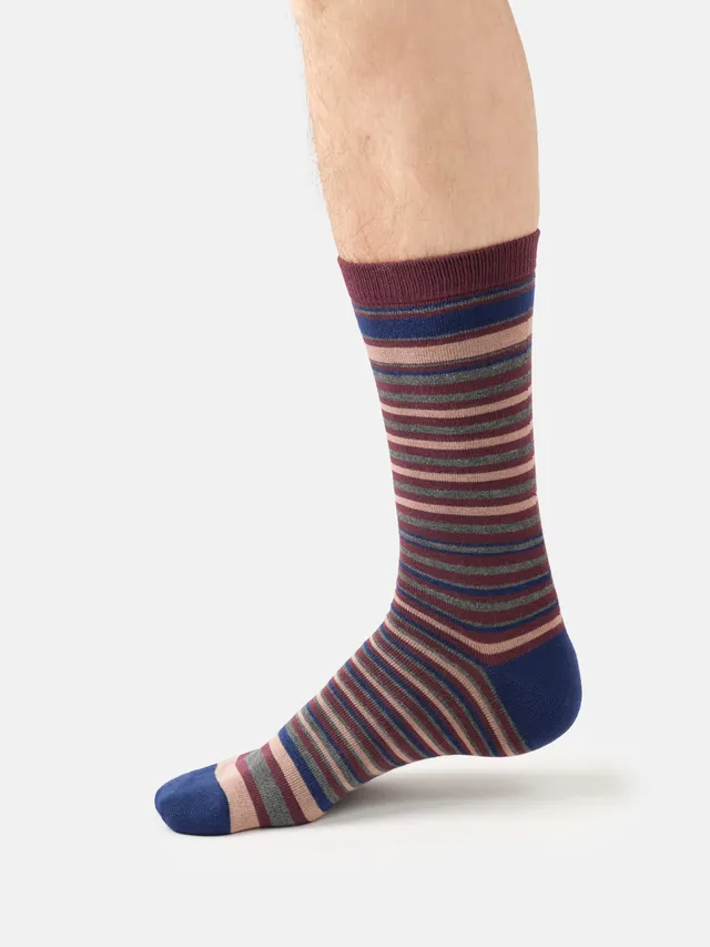 Thought Chaussettes homme chaussettes rayées bordeaux en bambou