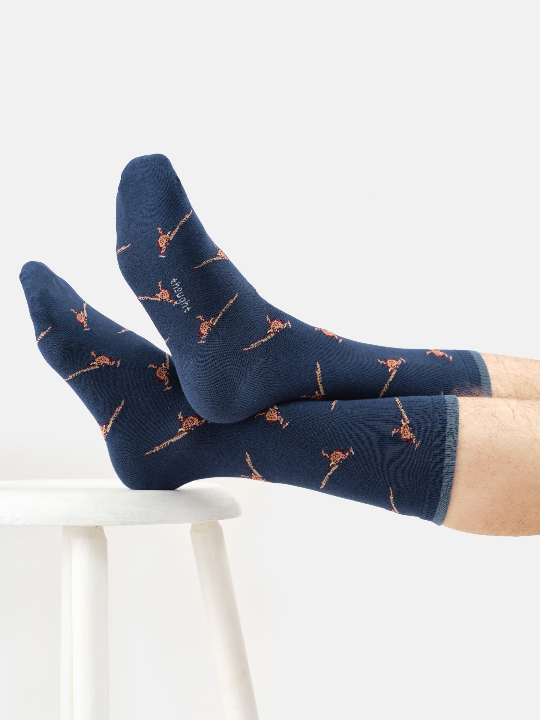 Sourire Multicolore Chaussettes homme faisans coton bio bleu 40-44