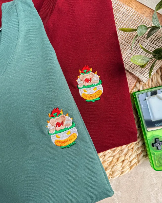 Juste Un T-shirt T-shirts Brodés Bowser t-shirt brodé blanc coton bio