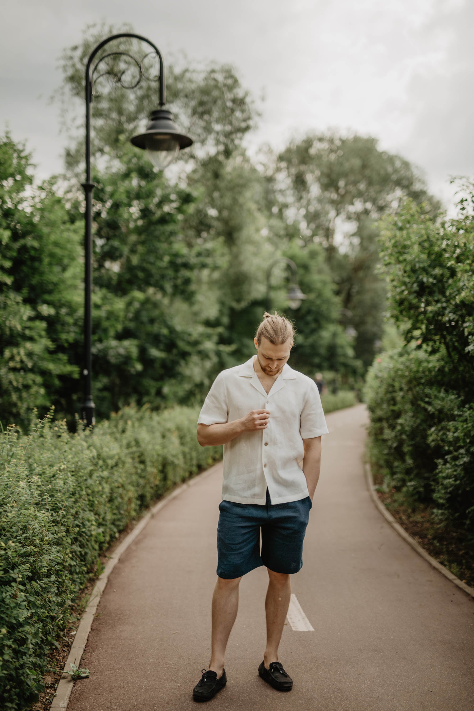Laumė linen Men's clothing PILĖNAS chemise en lin homme vert forêt