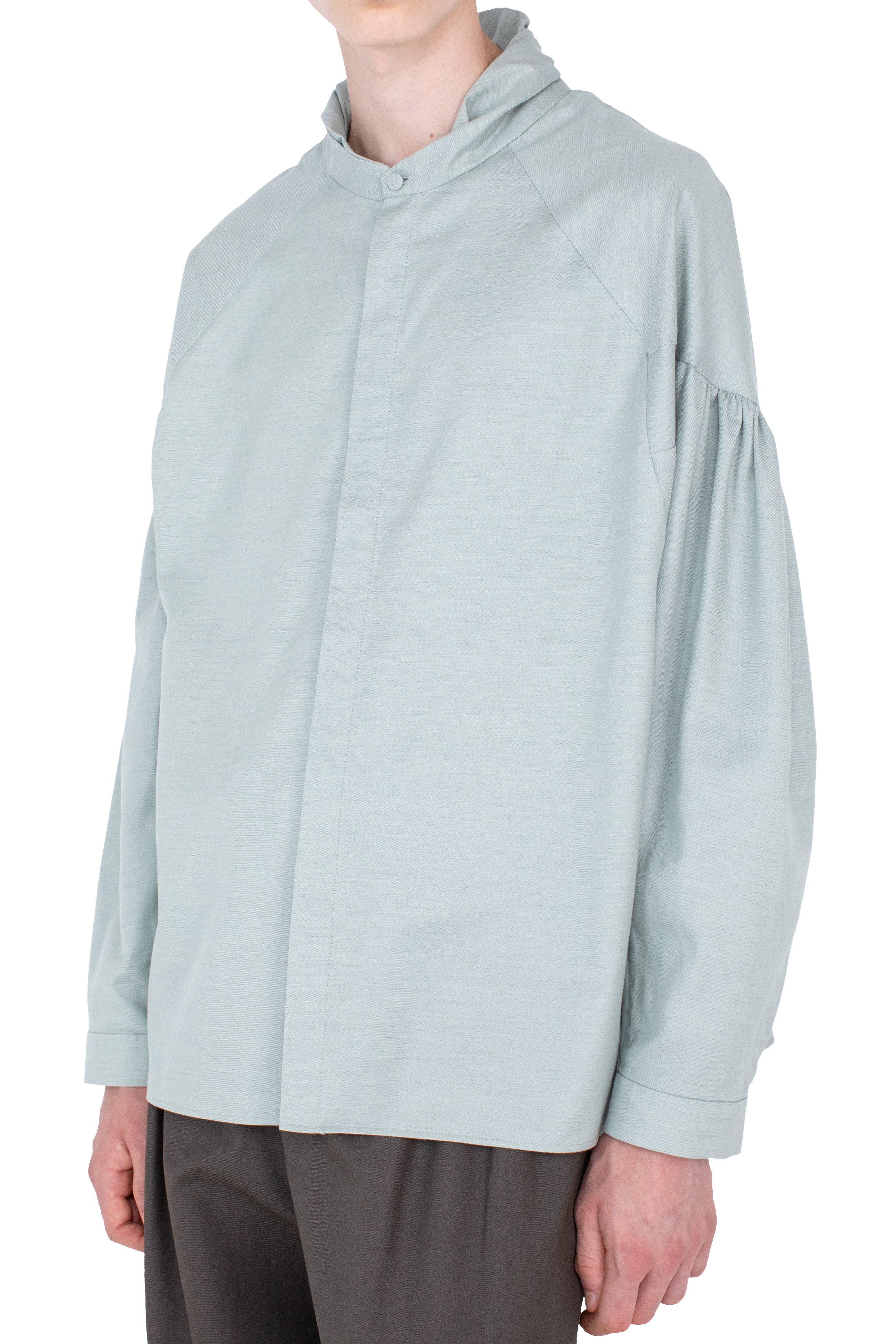 Kiko Kostadinov Shirts EVERS Pleated Shirt chemise Soft Green coton cachemire