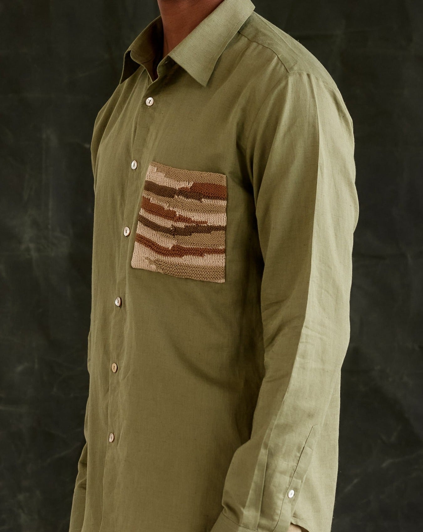 COUNTRYMADE Shirts Hand Knit Pocket Shirt chemise coton lin tricotée