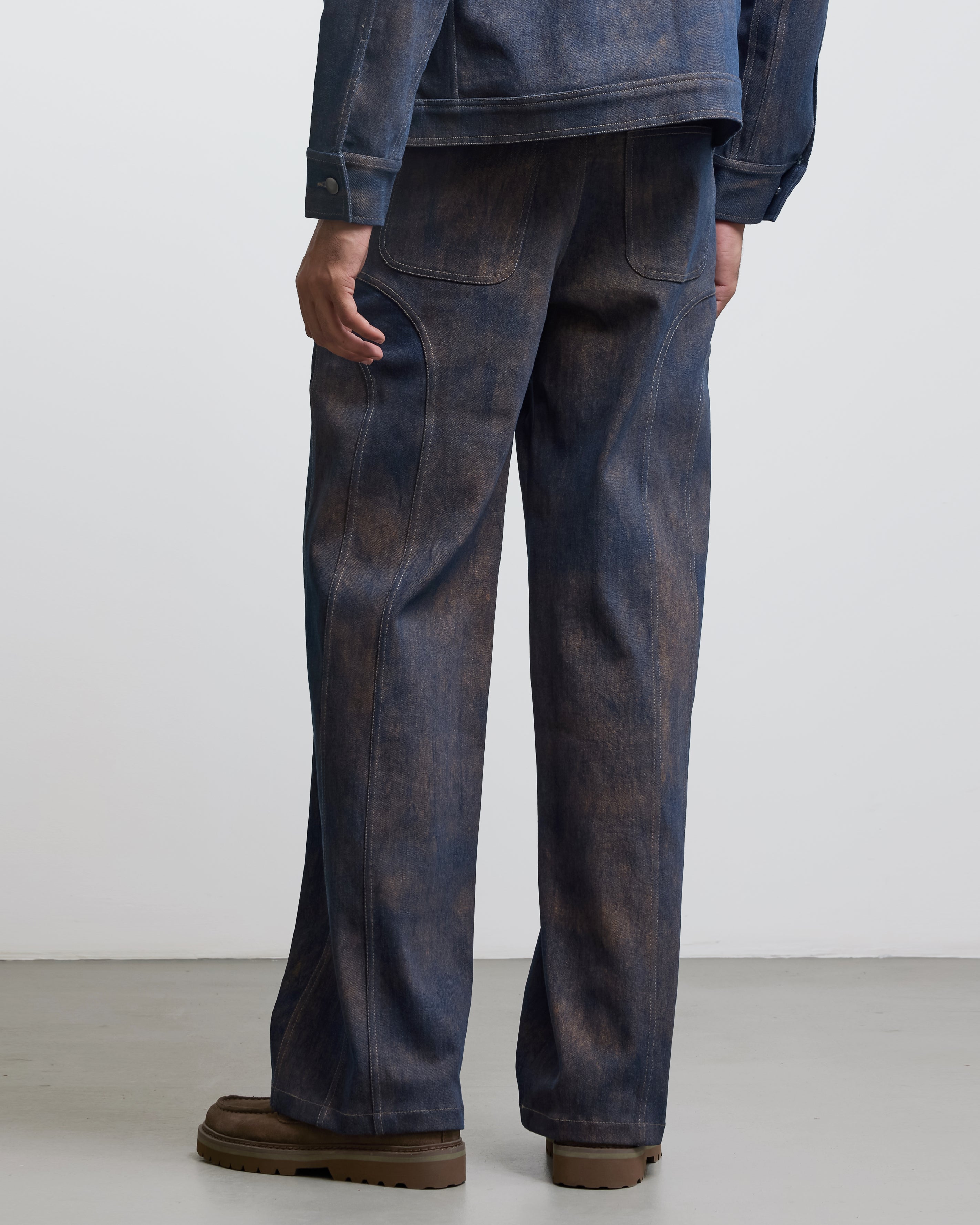 COUNTRYMADE Trousers BAUHAUS COATED PATCHWORK DENIM PANTS pantalon denim
