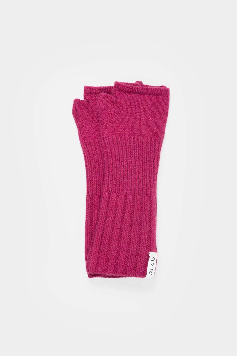 Gants et mitaines Tamara mitaines longues rose cyclamen en cachemire recyclé