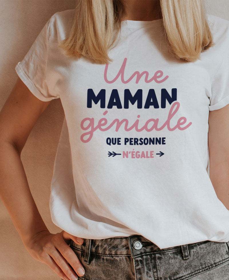 Juste Un T-shirt T-shirts Imprimés Une maman géniale t-shirt femme blanc